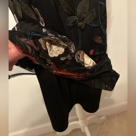 NWT Beautiful Blue Blush Dress with Red and White Floral Details - Picture 9 of 15